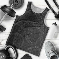 Hawaiian Kakau Art and Hisbiscus Tattoo Men Tank Top Tribal Pattern-Black Gradient Style - Polynesian Pride