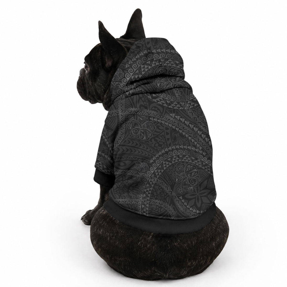 Hawaiian Kakau Art and Hibiscus Tattoo Pet Hoodie