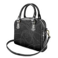 Hawaiian Kakau Art and Hisbiscus Tattoo Shoulder Handbag Tribal Pattern-Black Gradient Style - Polynesian Pride