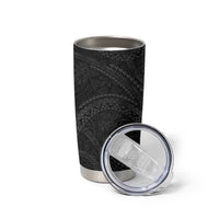 Hawaiian Kakau Art and Hisbiscus Tattoo Tumbler Cup Tribal Pattern-Black Gradient Style - Polynesian Pride