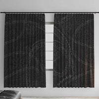 Hawaiian Kakau Art and Hisbiscus Tattoo Window Curtain Tribal Pattern-Black Gradient Style - Polynesian Pride