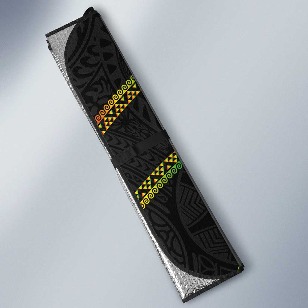 Hawaiian Kakau Art and Hisbiscus Tattoo Auto Sun Shade Tribal Pattern-Reggae Style LT03 - Polynesian Pride