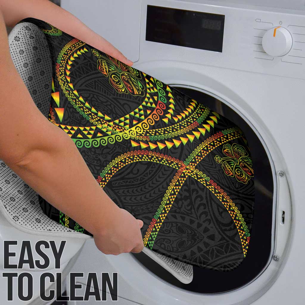 Hawaiian Kakau Art and Hisbiscus Tattoo Bathroom Set Tribal Pattern-Reggae Style - Polynesian Pride