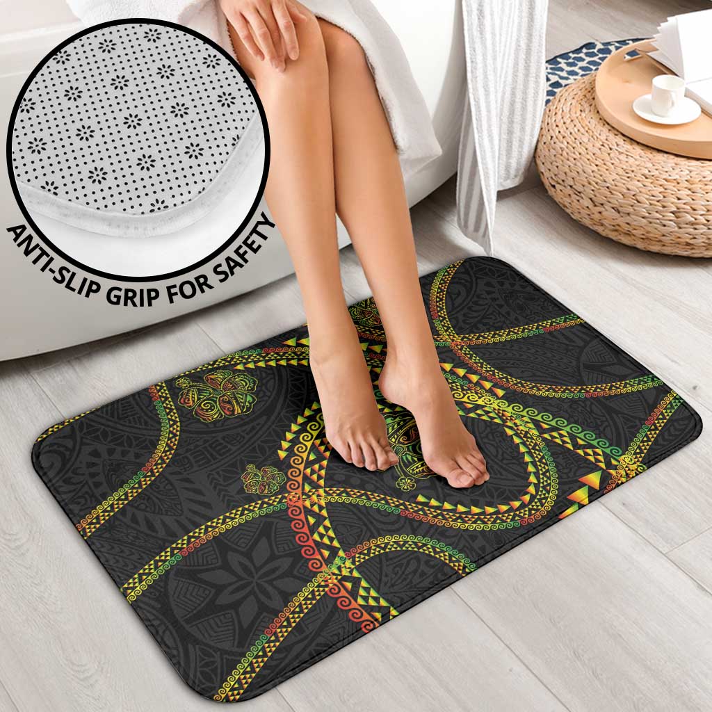 Hawaiian Kakau Art and Hisbiscus Tattoo Bathroom Set Tribal Pattern-Reggae Style - Polynesian Pride