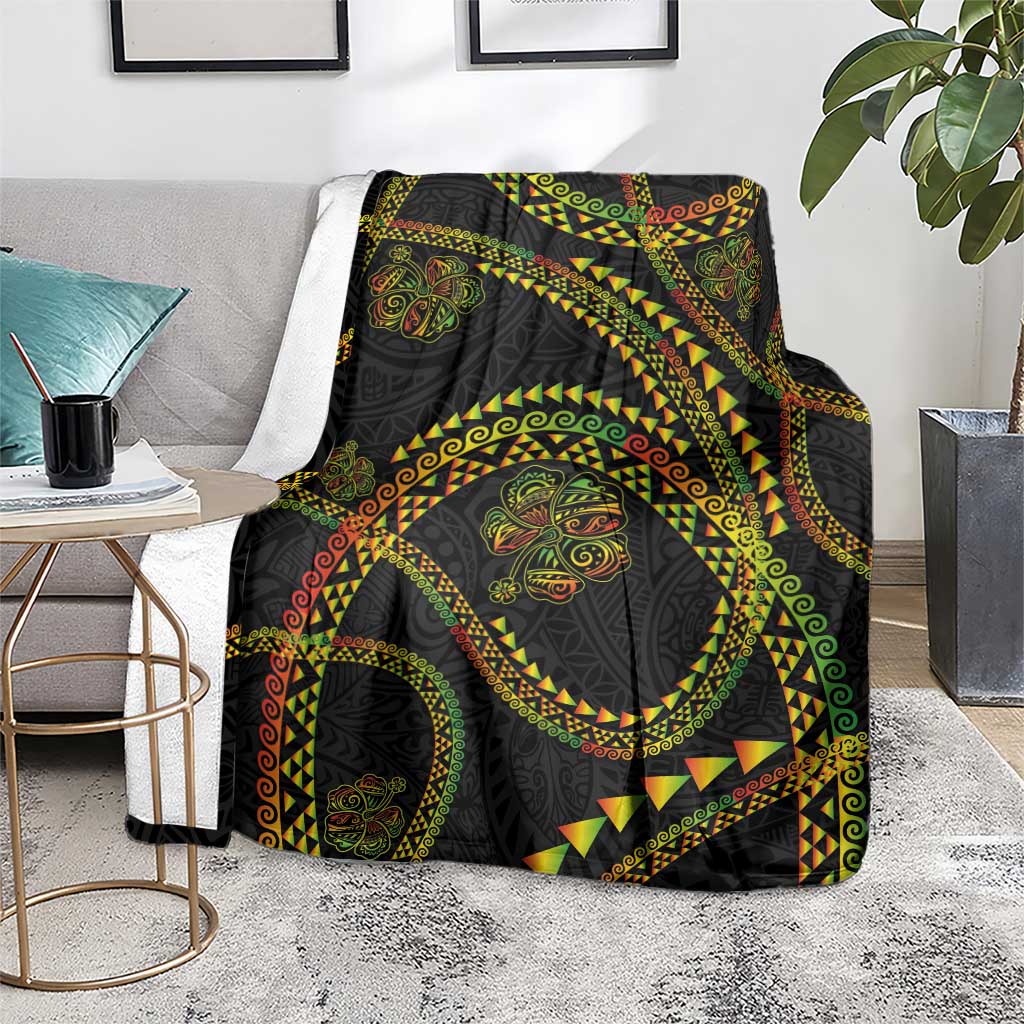 Hawaiian Kakau Art and Hisbiscus Tattoo Blanket Tribal Pattern-Reggae Style - Polynesian Pride