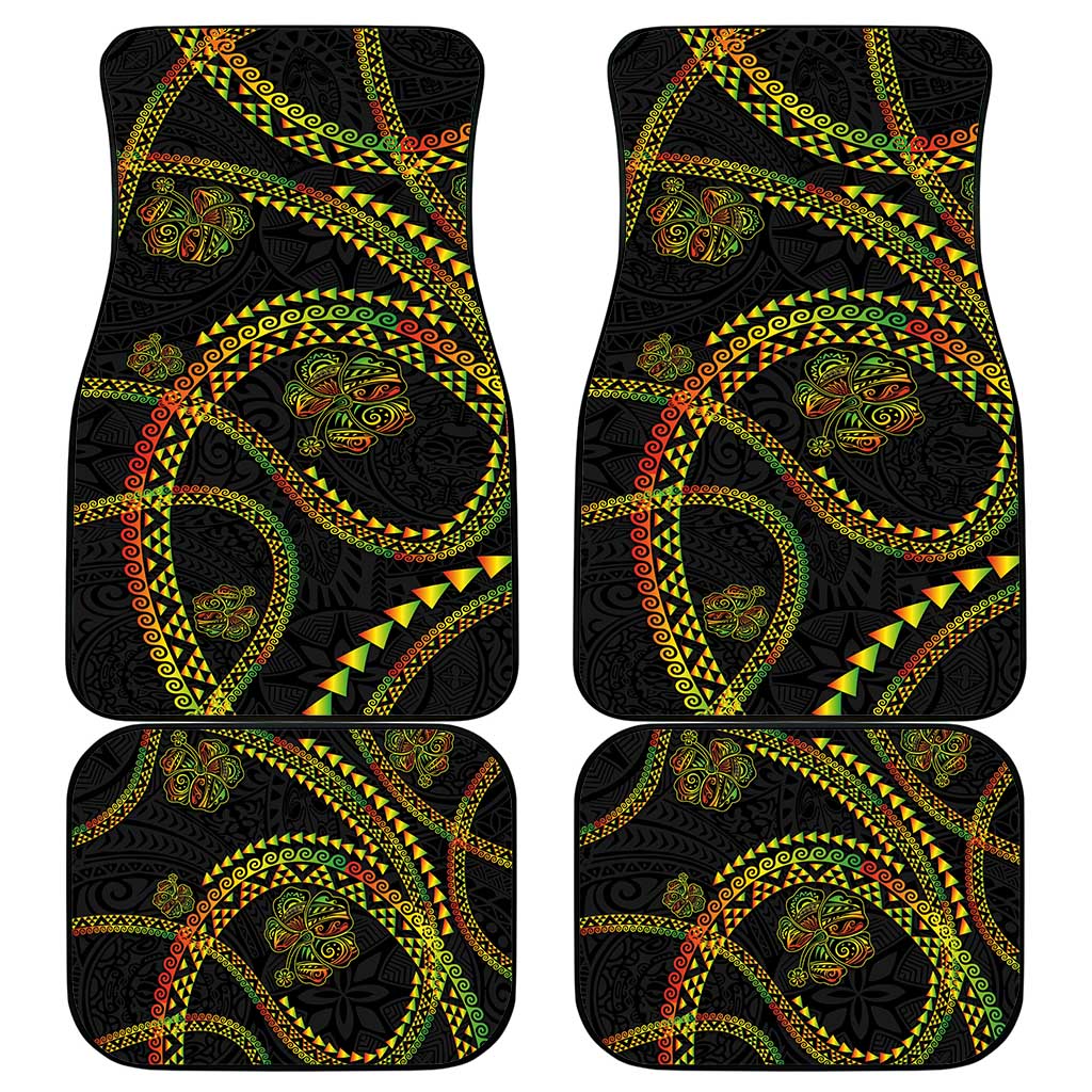 Hawaiian Kakau Art and Hisbiscus Tattoo Car Mats Tribal Pattern-Reggae Style - Polynesian Pride