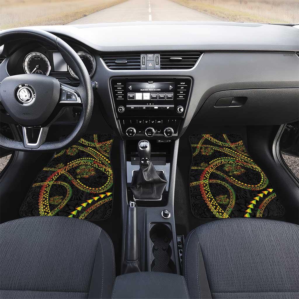 Hawaiian Kakau Art and Hisbiscus Tattoo Car Mats Tribal Pattern-Reggae Style - Polynesian Pride