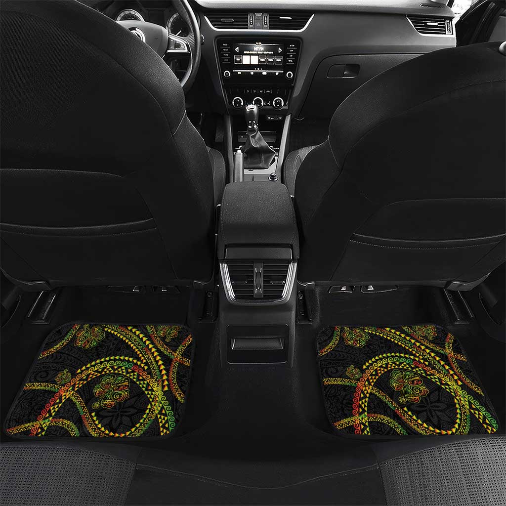 Hawaiian Kakau Art and Hisbiscus Tattoo Car Mats Tribal Pattern-Reggae Style - Polynesian Pride