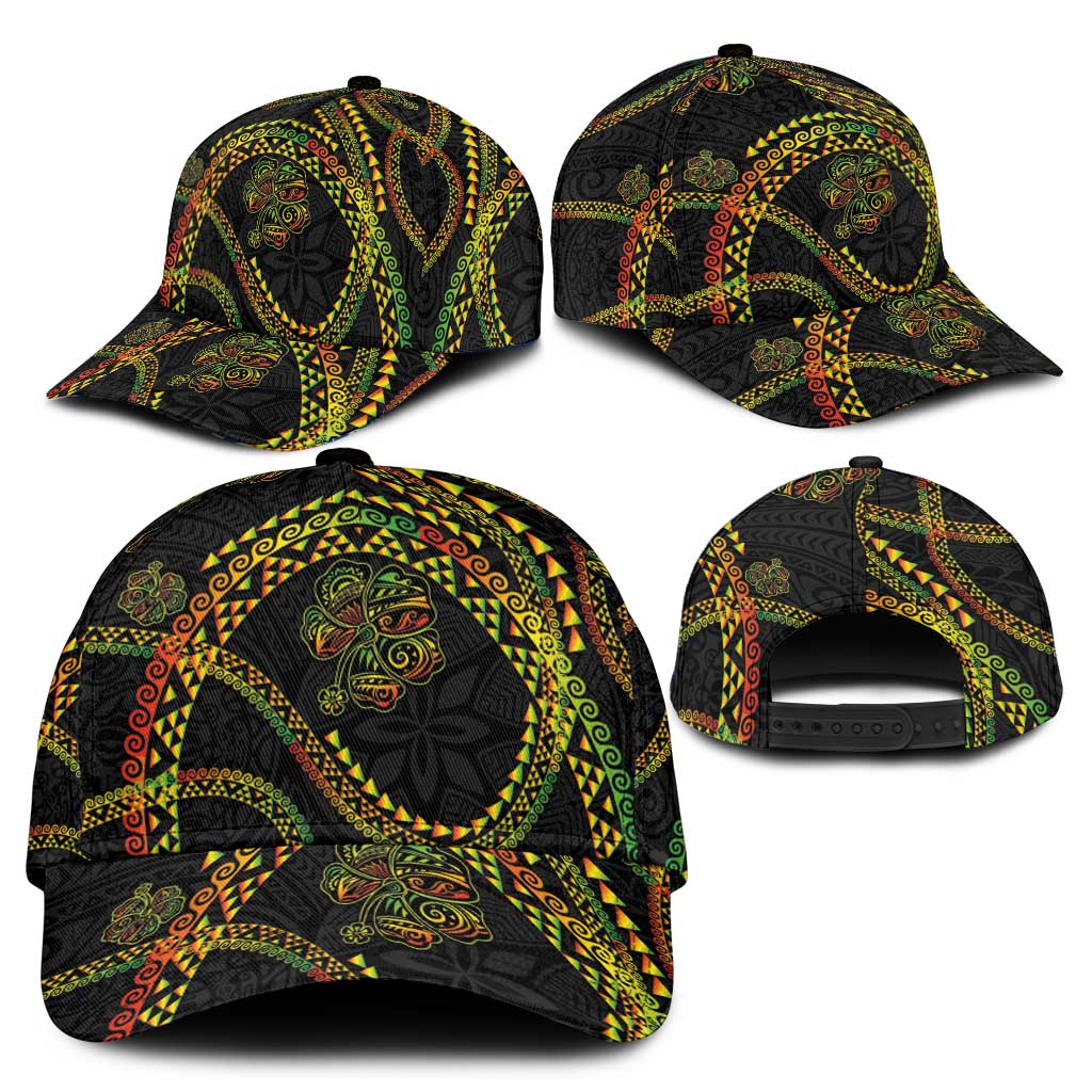 Hawaiian Kakau Art and Hisbiscus Tattoo Classic Cap Tribal Pattern-Reggae Style - Polynesian Pride