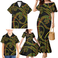 Hawaiian Kakau Art and Hisbiscus Tattoo Family Matching Mermaid Dress and Hawaiian Shirt Tribal Pattern-Reggae Style LT03 - Polynesian Pride
