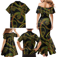 Hawaiian Kakau Art and Hisbiscus Tattoo Family Matching Mermaid Dress and Hawaiian Shirt Tribal Pattern-Reggae Style LT03 - Polynesian Pride