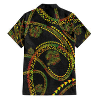 Hawaiian Kakau Art and Hisbiscus Tattoo Family Matching Short Sleeve Bodycon Dress and Hawaiian Shirt Tribal Pattern-Reggae Style LT03 - Polynesian Pride