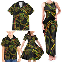 Hawaiian Kakau Art and Hisbiscus Tattoo Family Matching Tank Maxi Dress and Hawaiian Shirt Tribal Pattern-Reggae Style - Polynesian Pride