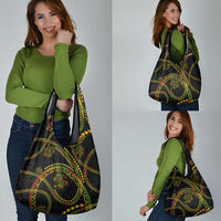 Hawaiian Kakau Art and Hisbiscus Tattoo Grocery Bag Tribal Pattern-Reggae Style - Polynesian Pride
