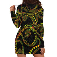 Hawaiian Kakau Art and Hisbiscus Tattoo Hoodie Dress Tribal Pattern-Reggae Style - Polynesian Pride