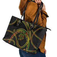 Hawaiian Kakau Art and Hisbiscus Tattoo Leather Tote Bag Tribal Pattern-Reggae Style - Polynesian Pride