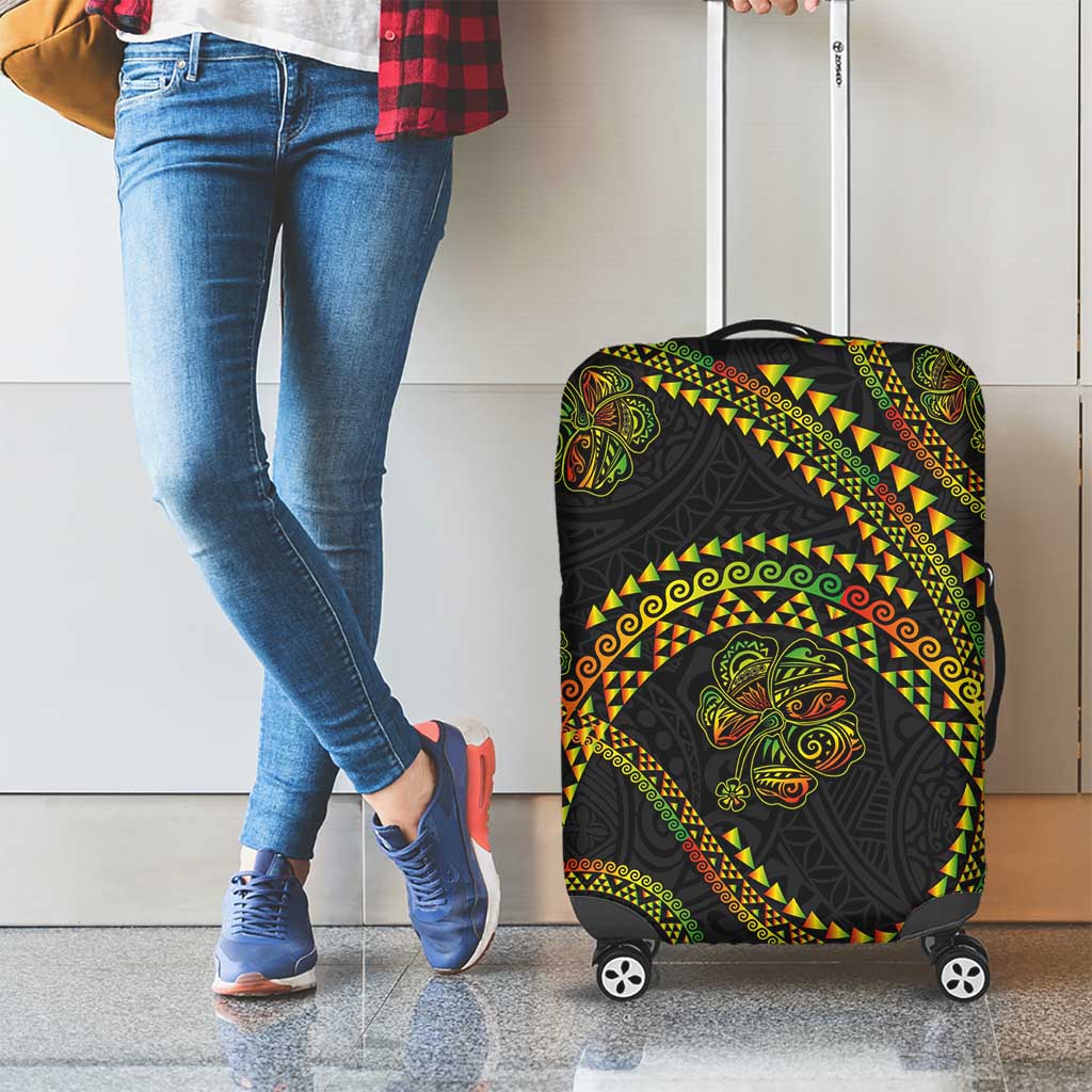 Hawaiian Kakau Art and Hisbiscus Tattoo Luggage Cover Tribal Pattern-Reggae Style - Polynesian Pride