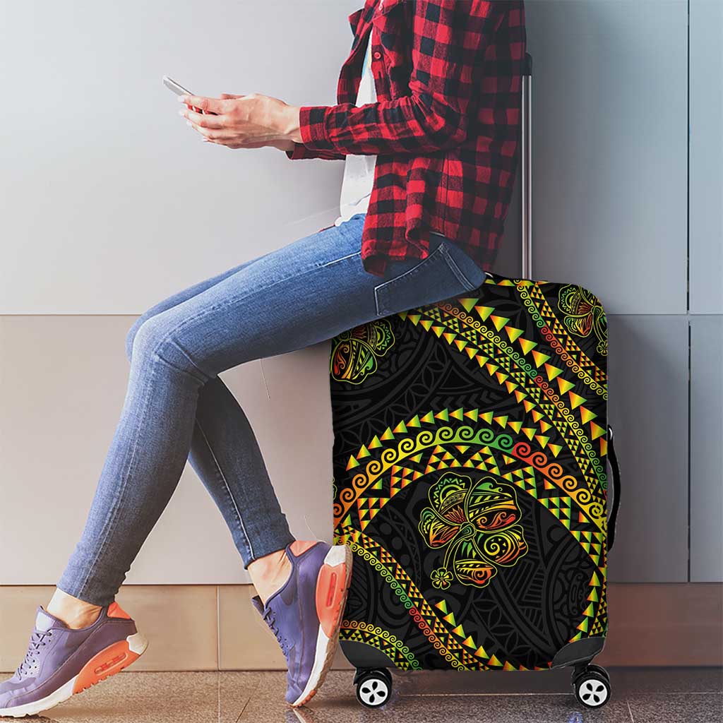 Hawaiian Kakau Art and Hisbiscus Tattoo Luggage Cover Tribal Pattern-Reggae Style - Polynesian Pride