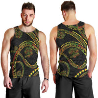 Hawaiian Kakau Art and Hisbiscus Tattoo Men Tank Top Tribal Pattern-Reggae Style LT03 - Polynesian Pride
