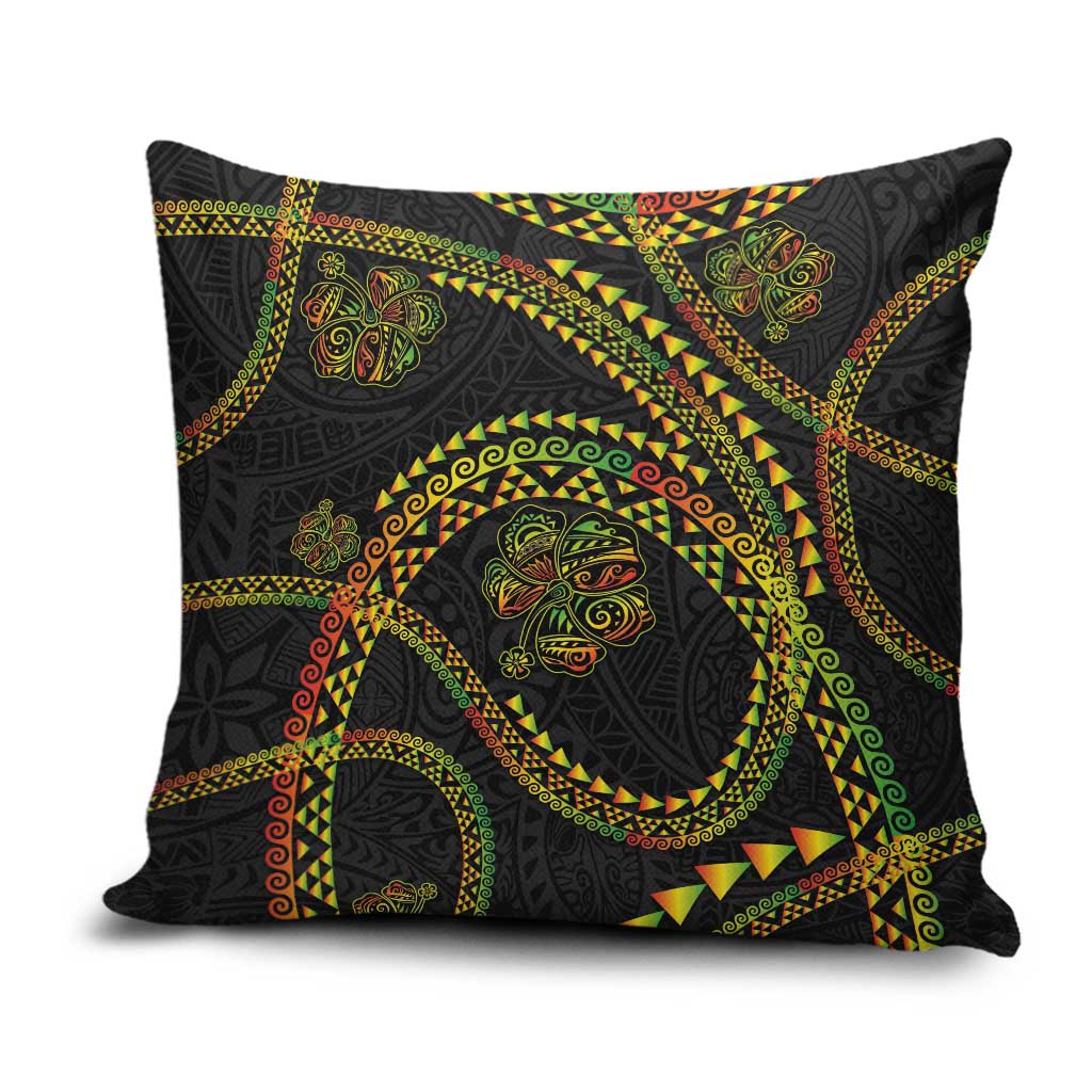 Hawaiian Kakau Art and Hisbiscus Tattoo Pillow Cover Tribal Pattern-Reggae Style - Polynesian Pride