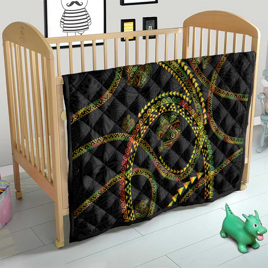 Hawaiian Kakau Art and Hisbiscus Tattoo Quilt Tribal Pattern-Reggae Style - Polynesian Pride