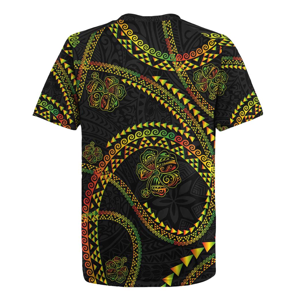 Hawaiian Kakau Art and Hisbiscus Tattoo Rugby Jersey Tribal Pattern-Reggae Style - Polynesian Pride