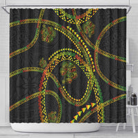 Hawaiian Kakau Art and Hisbiscus Tattoo Shower Curtain Tribal Pattern-Reggae Style LT03 - Polynesian Pride