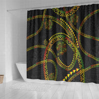 Hawaiian Kakau Art and Hisbiscus Tattoo Shower Curtain Tribal Pattern-Reggae Style LT03 - Polynesian Pride