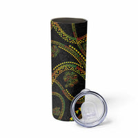 Hawaiian Kakau Art and Hisbiscus Tattoo Skinny Tumbler Tribal Pattern-Reggae Style - Polynesian Pride