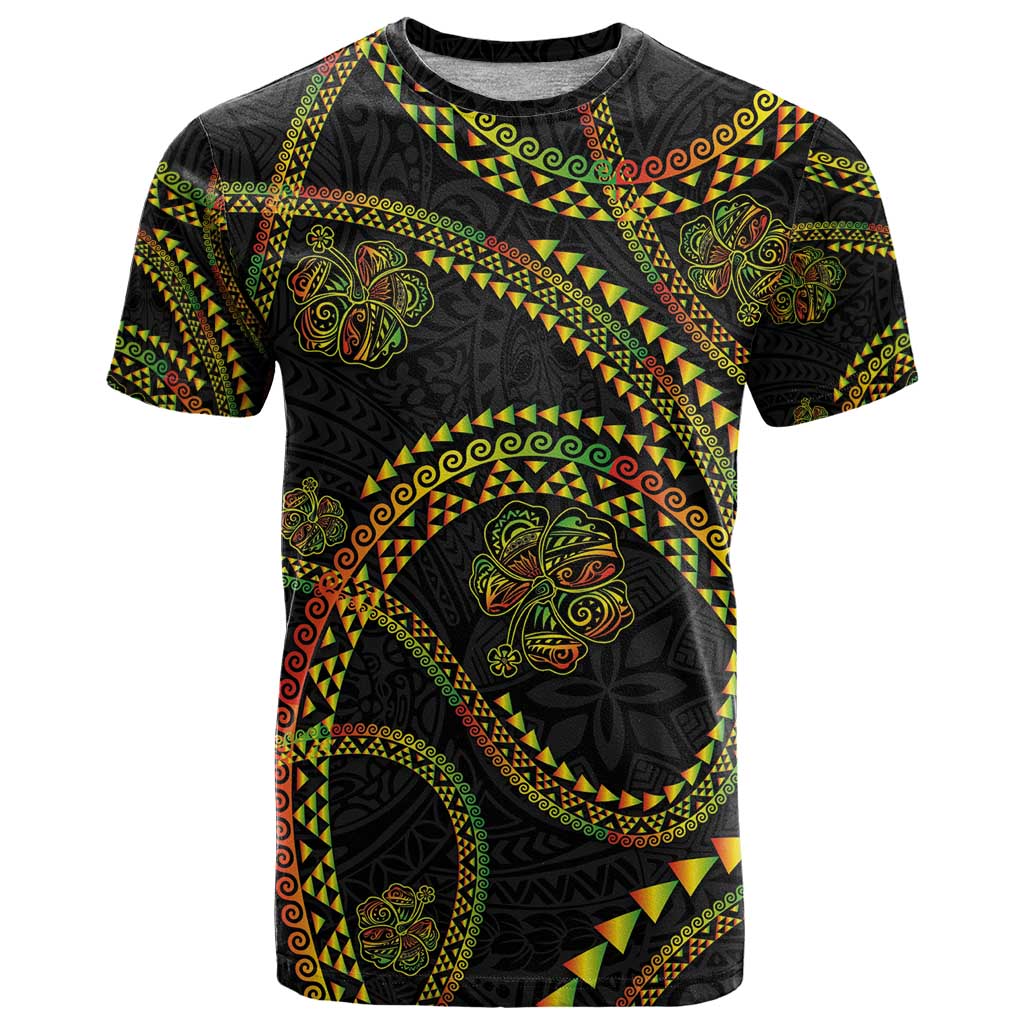Hawaiian Kakau Art and Hisbiscus Tattoo T Shirt Tribal Pattern-Reggae Style - Polynesian Pride