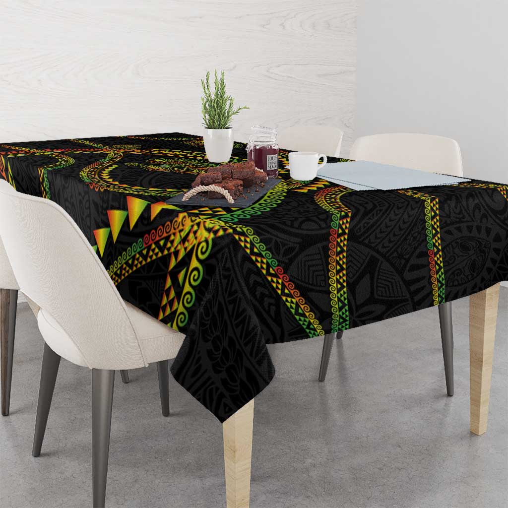 Hawaiian Kakau Art and Hisbiscus Tattoo Tablecloth Tribal Pattern-Reggae Style - Polynesian Pride