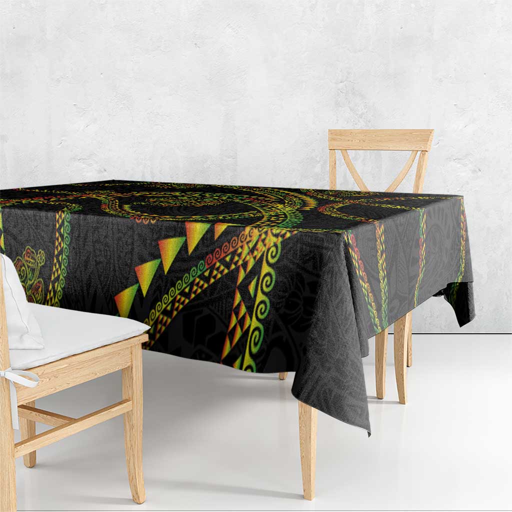 Hawaiian Kakau Art and Hisbiscus Tattoo Tablecloth Tribal Pattern-Reggae Style - Polynesian Pride