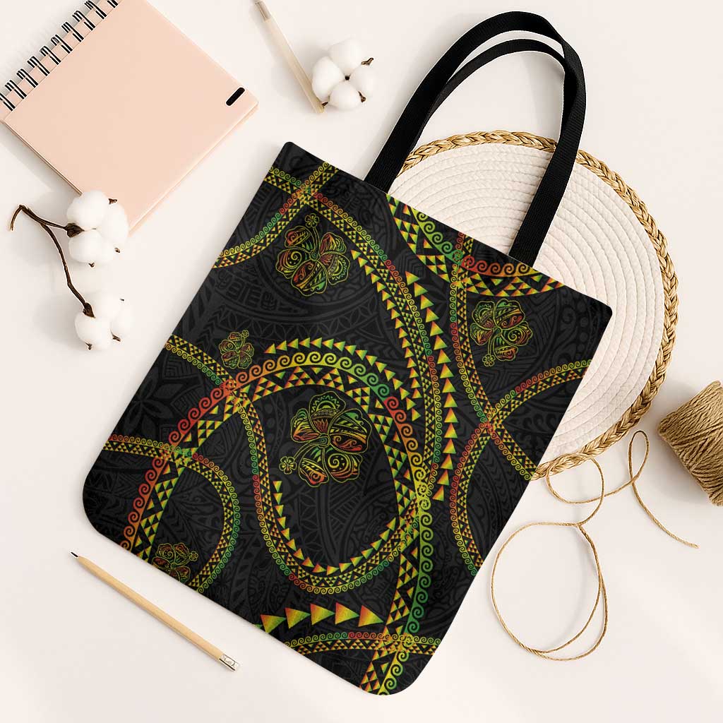 Hawaiian Kakau Art and Hisbiscus Tattoo Tote Bag Tribal Pattern-Reggae Style - Polynesian Pride