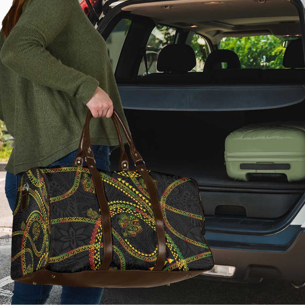 Hawaiian Kakau Art and Hisbiscus Tattoo Travel Bag Tribal Pattern-Reggae Style - Polynesian Pride