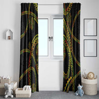 Hawaiian Kakau Art and Hisbiscus Tattoo Window Curtain Tribal Pattern-Reggae Style - Polynesian Pride