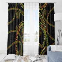 Hawaiian Kakau Art and Hisbiscus Tattoo Window Curtain Tribal Pattern-Reggae Style - Polynesian Pride