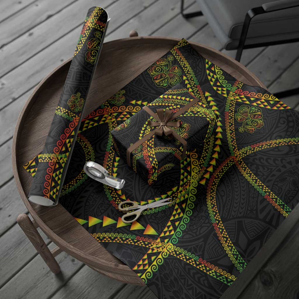 Hawaiian Kakau Art and Hisbiscus Tattoo Wrapping Paper Tribal Pattern-Reggae Style - Polynesian Pride