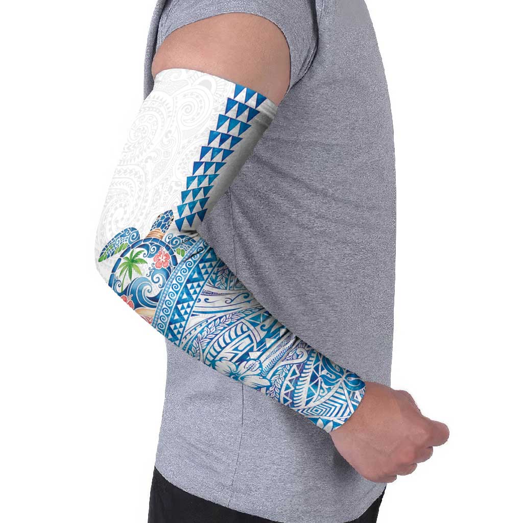 Hawaiian Abstract Sea Turtle Arm Sleeves Polynesian Tapa Art and Kakau Tattoo White WaterColor - Polynesian Pride