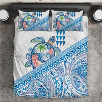 Hawaiian Abstract Sea Turtle Bedding Set Polynesian Tapa Art and Kakau Tattoo White WaterColor - Polynesian Pride