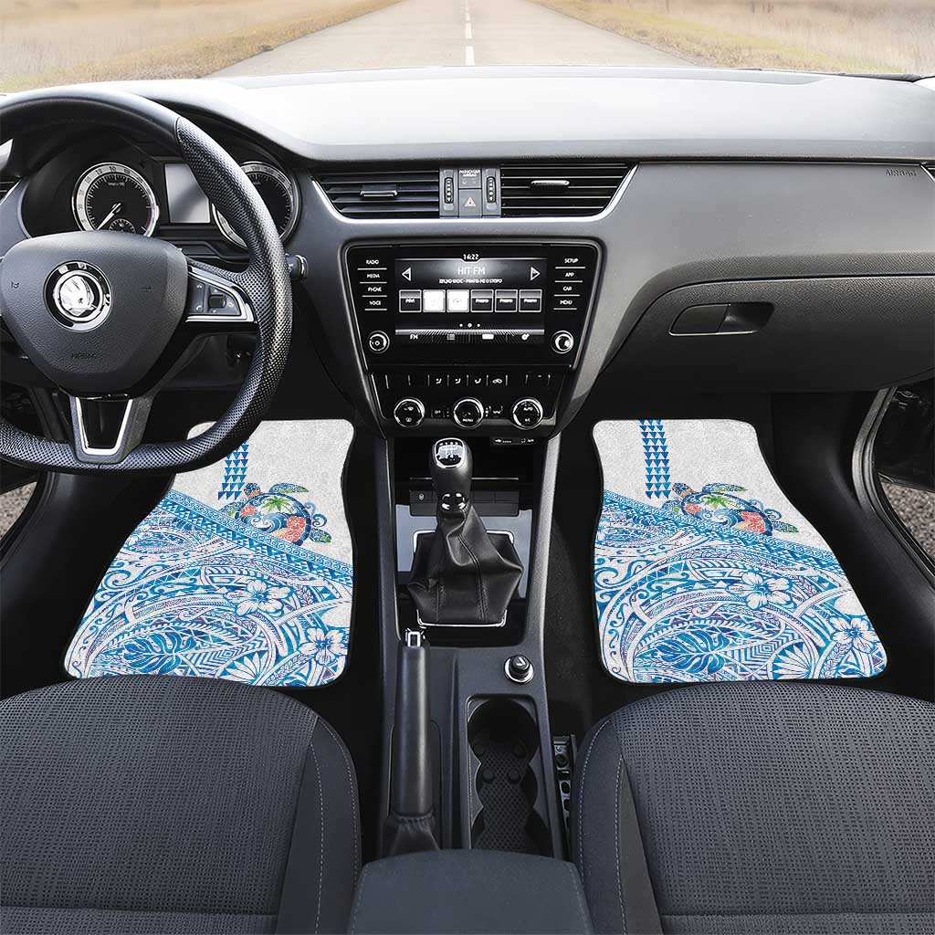 Hawaiian Abstract Sea Turtle Car Mats Polynesian Tapa Art and Kakau Tattoo White WaterColor - Polynesian Pride