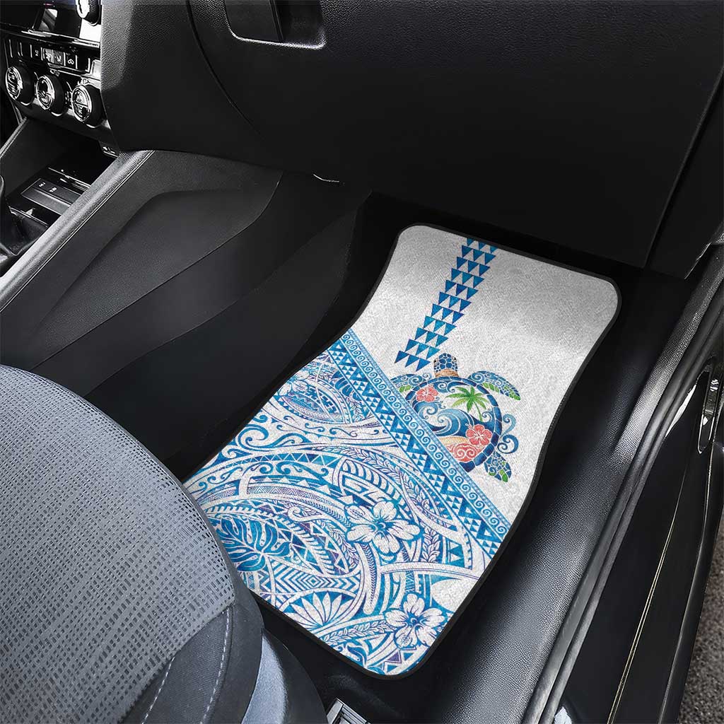 Hawaiian Abstract Sea Turtle Car Mats Polynesian Tapa Art and Kakau Tattoo White WaterColor - Polynesian Pride