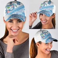Hawaiian Abstract Sea Turtle Classic Cap Polynesian Tapa Art and Kakau Tattoo White WaterColor - Polynesian Pride