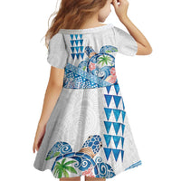 Hawaiian Abstract Sea Turtle Family Matching Mermaid Dress and Hawaiian Shirt Polynesian Tapa Art and Kakau Tattoo White WaterColor - Polynesian Pride