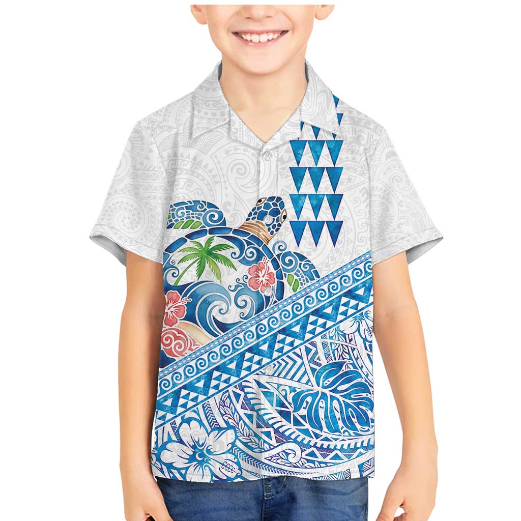 Hawaiian Abstract Sea Turtle Family Matching Mermaid Dress and Hawaiian Shirt Polynesian Tapa Art and Kakau Tattoo White WaterColor - Polynesian Pride