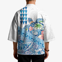Hawaiian Abstract Sea Turtle Kimono Polynesian Tapa Art and Kakau Tattoo White WaterColor - Polynesian Pride