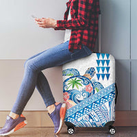 Hawaiian Abstract Sea Turtle Luggage Cover Polynesian Tapa Art and Kakau Tattoo White WaterColor - Polynesian Pride