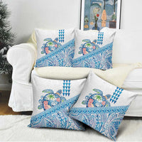 Hawaiian Abstract Sea Turtle Pillow Cover Polynesian Tapa Art and Kakau Tattoo White WaterColor - Polynesian Pride