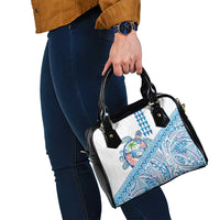 Hawaiian Abstract Sea Turtle Shoulder Handbag Polynesian Tapa Art and Kakau Tattoo White WaterColor - Polynesian Pride