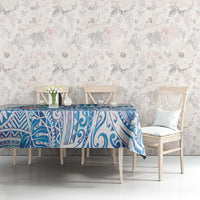 Hawaiian Abstract Sea Turtle Tablecloth Polynesian Tapa Art and Kakau Tattoo White WaterColor - Polynesian Pride