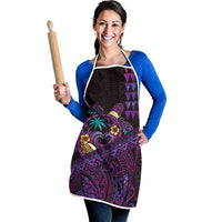 Hawaiian Abstract Sea Turtle Apron Polynesian Tapa Art and Kakau Tattoo Purple WaterColor - Polynesian Pride